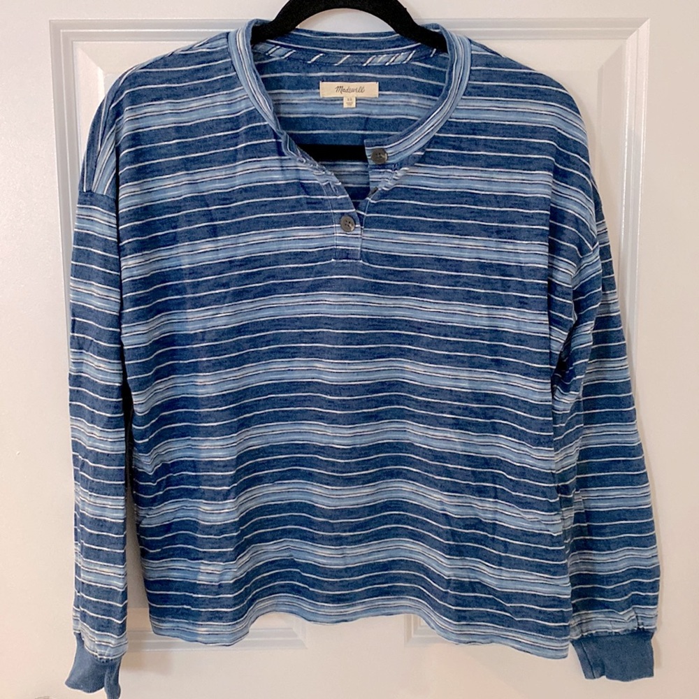 Madewell Washed Striped Long Sleeve Henley Tee